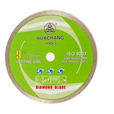 kualitas tinggi 9 inci Cold Press 230×1.8/2.6×10×22.23mm Continuous Rim Diamond Blade Untuk Tujuan Umum, Keramik, Marmer