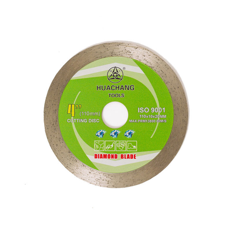 4.3 inci 110 × 1.2 / 1.8 × 10 × 20mm Cold Press Continuous Rim Diamond Blade Untuk Keramik, Marmer Dengan Umur Pemotongan Panjang