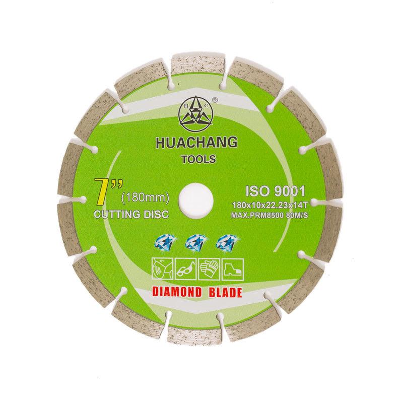 Cold Press 7inch 180×1.6/2.2×10×22.23×14T Segmented Diamond Blade Untuk Tujuan Umum, Batu Dan Beton